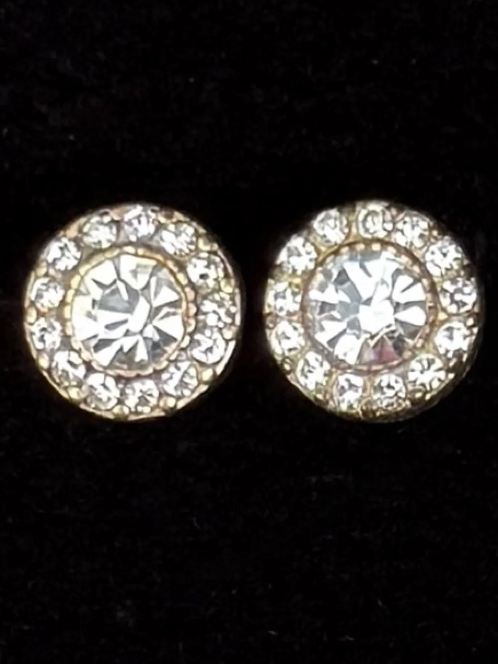 Vintage aged Goldtone bling Stud Pierced Earrings